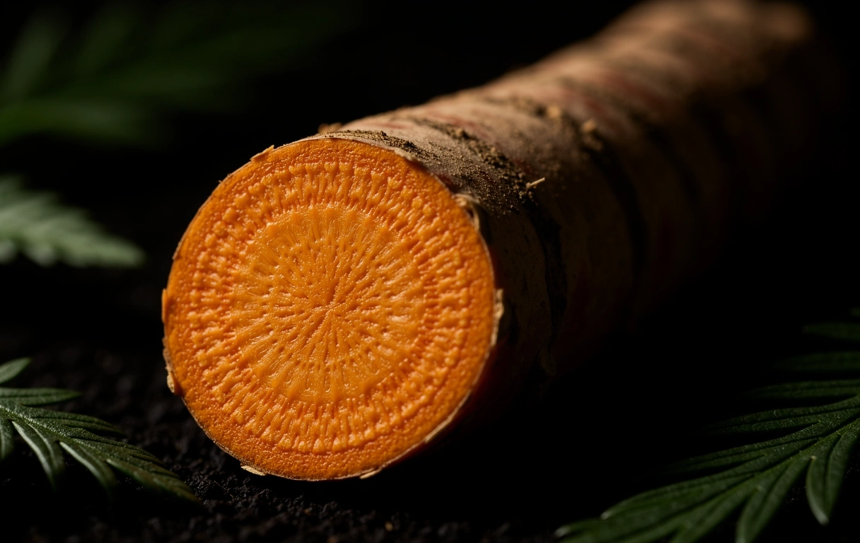 Macro detail of organic turmeric root