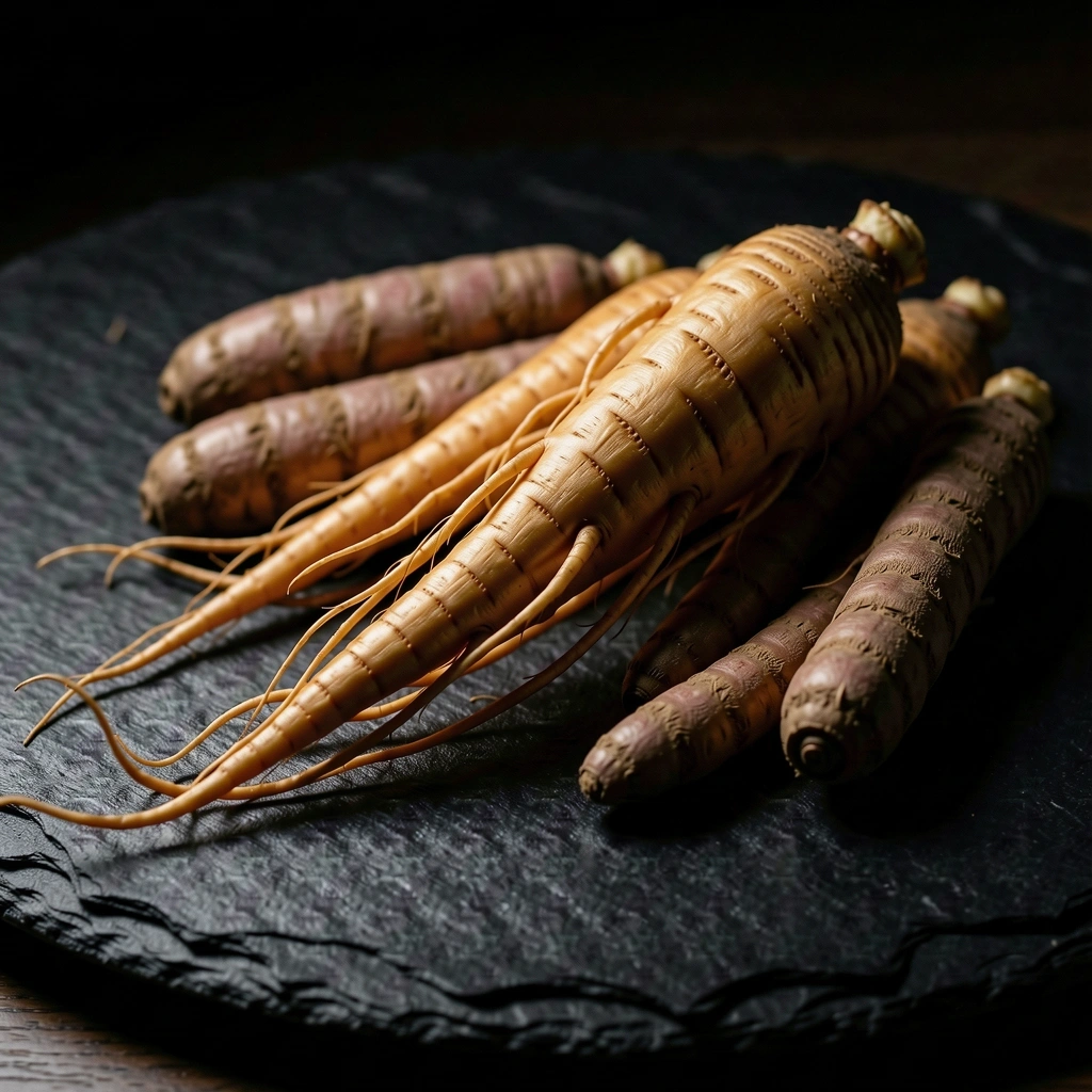 Botanical detail of energy-giving root